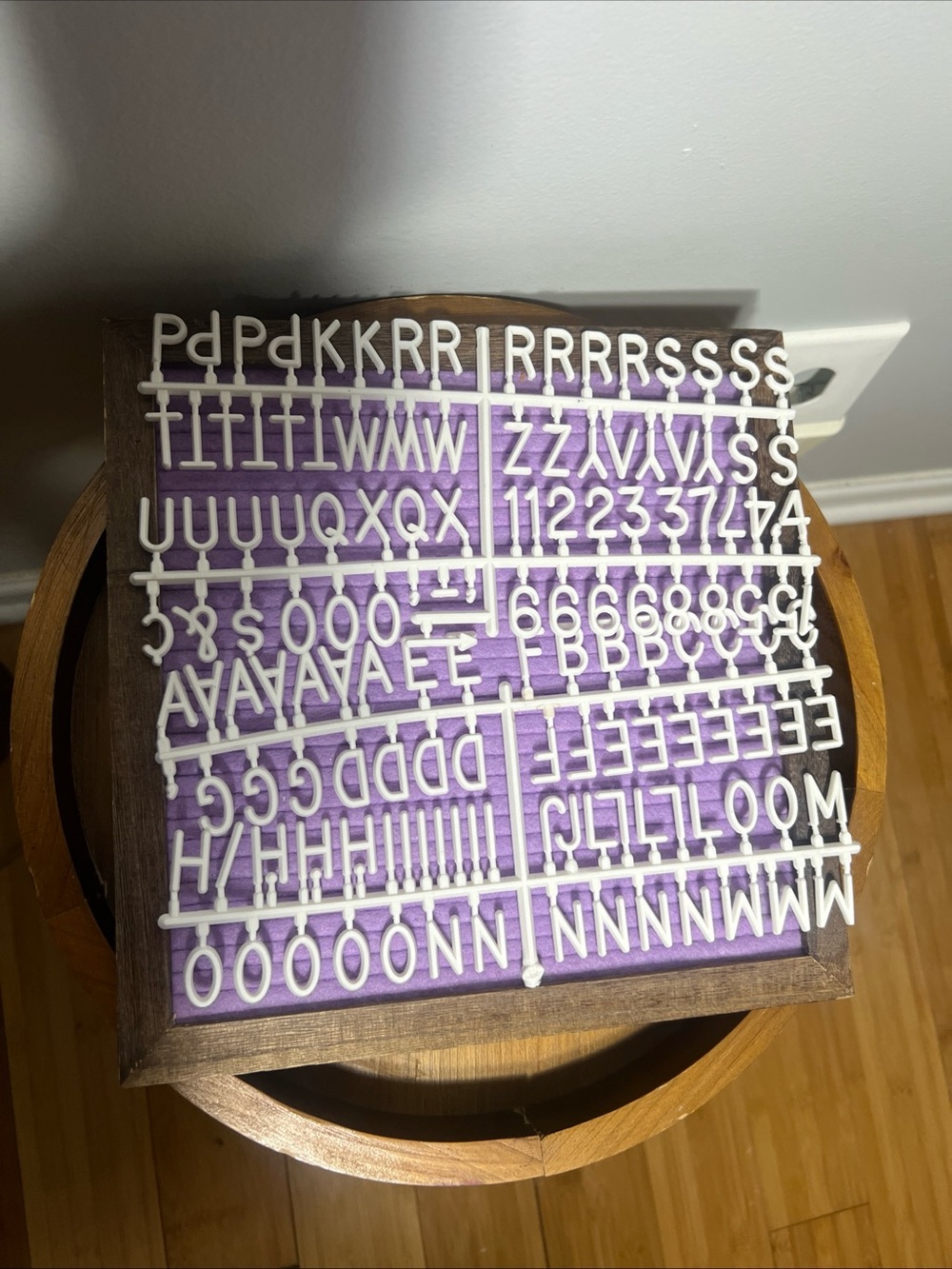 Purple Felt Letter Board with White Plastic Characters